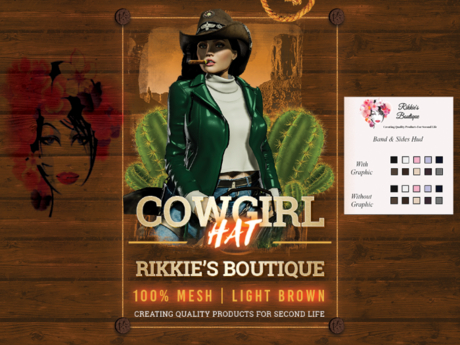Second Life Marketplace - Cowgirl Hat v1.0 [Light Brown] add me